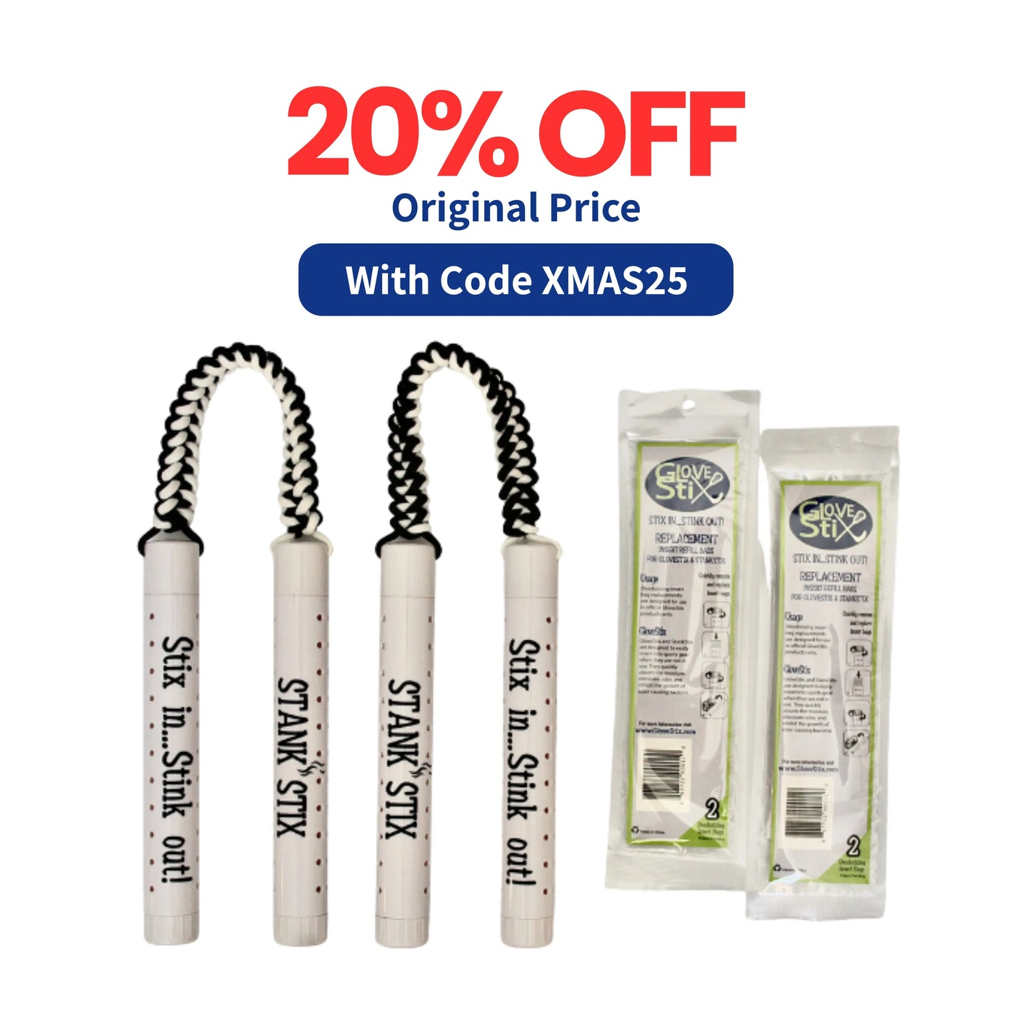 Limited Edition StankStix Combo Deal: 2 Sets of Black and White StankStix + 2 Sets Refill Bags